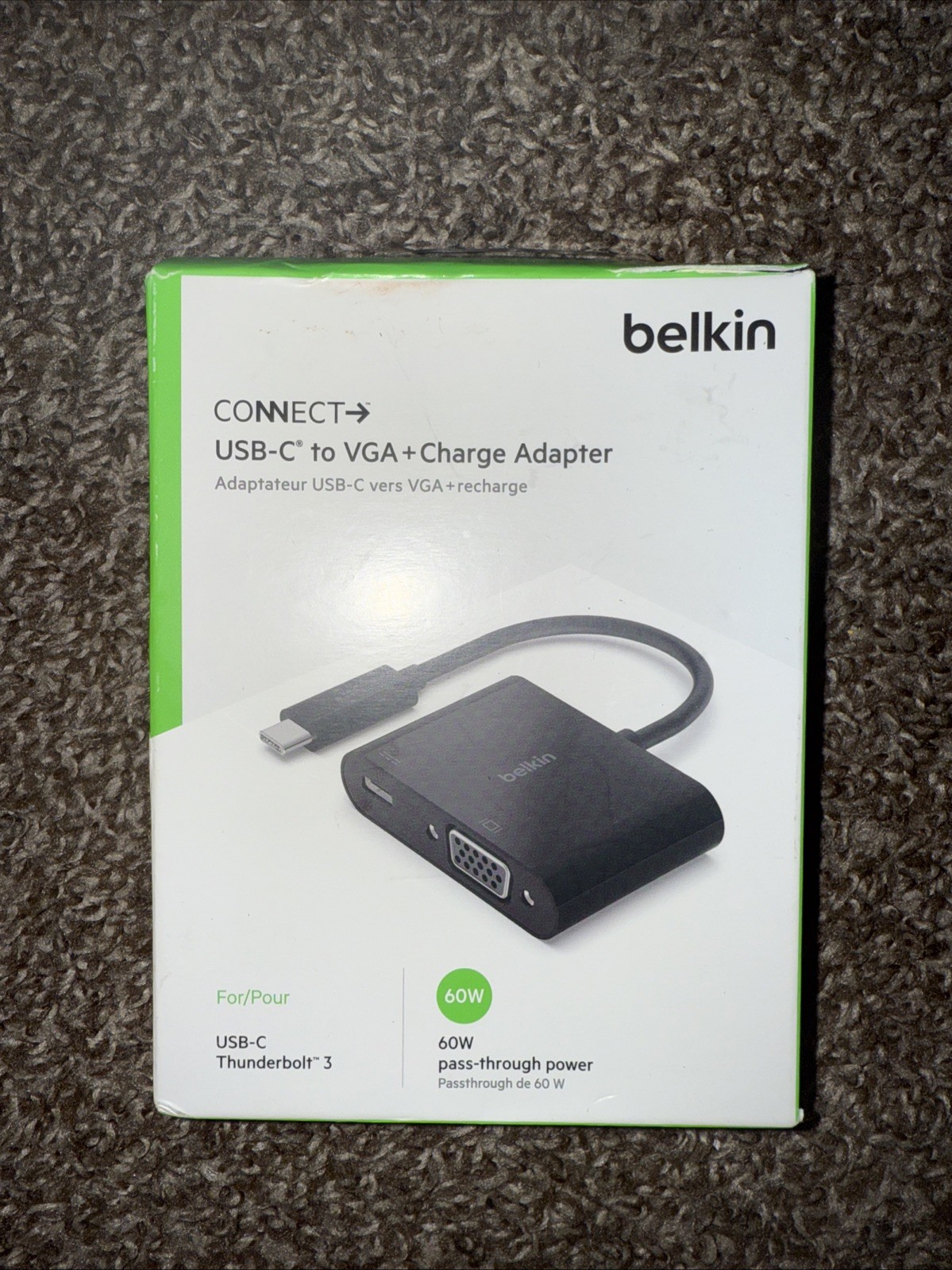 Belkin USB-C to VGA Adapter monitor TV + 60w Charge Thunderbolt