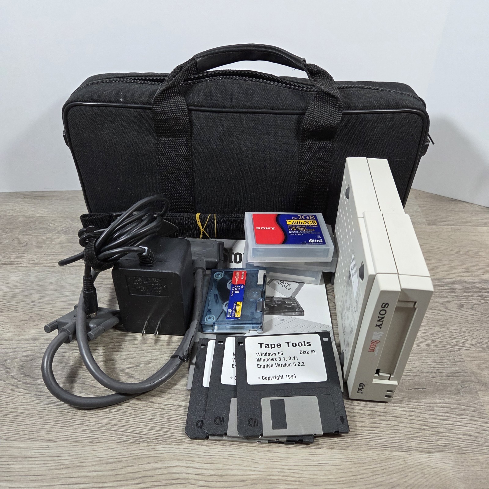 Vintage SONY IO2000-PX StorStation Ditto 2GB External Tape Drive With Extras 