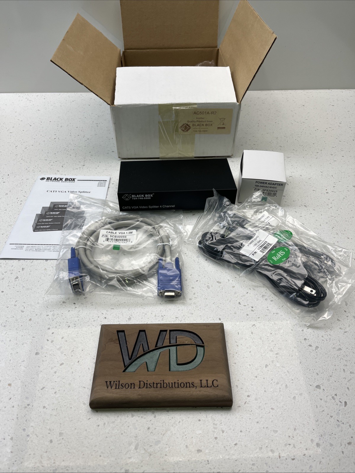 AC501A-R2 Black Box CAT5 VGA Video Splitter 4 Channel 