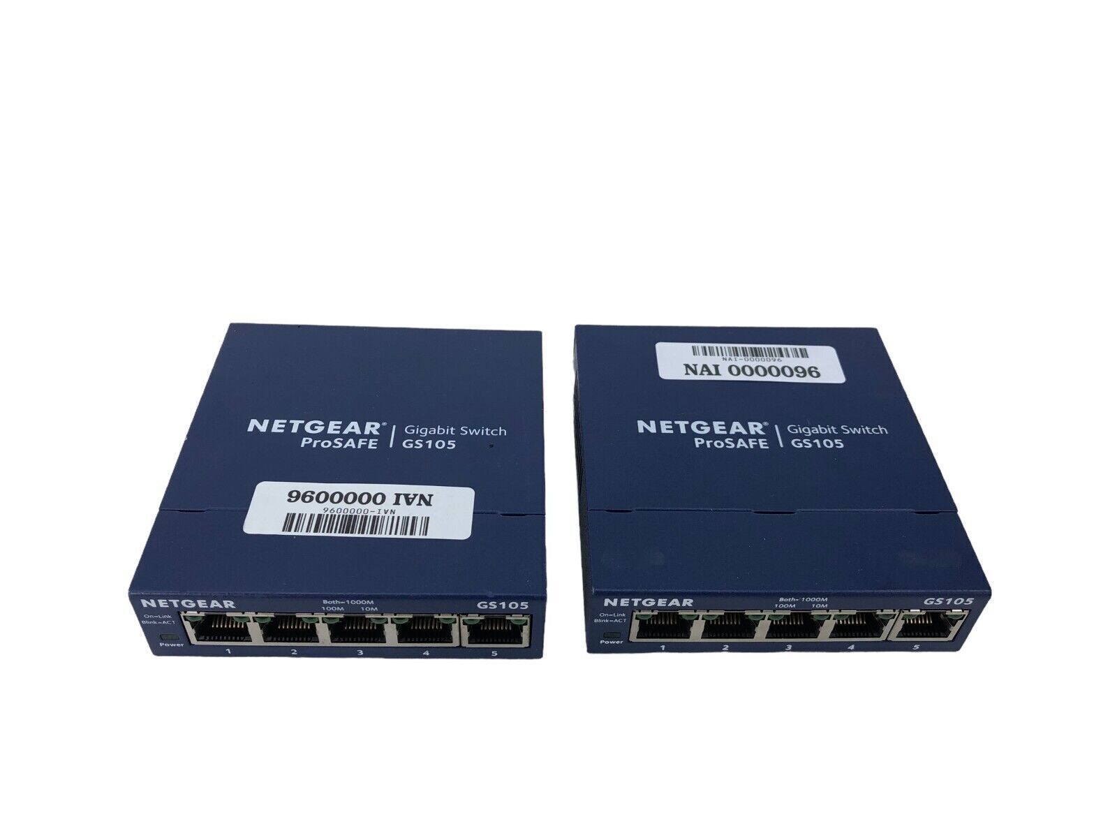 Lot of 2 Netgear GS105v5 ProSAFE 5-Port Gigabit Ethernet Switch