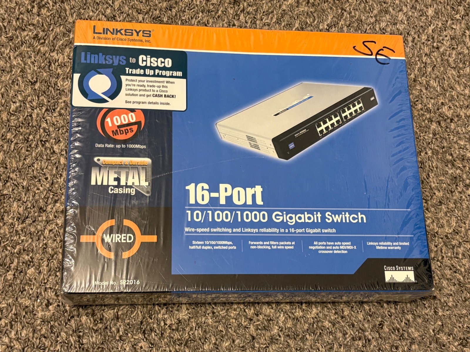 CISCO Linksys SR2016 16-Port 10/100/1000 Gigabit Switch - NEW SEALED #SR2016