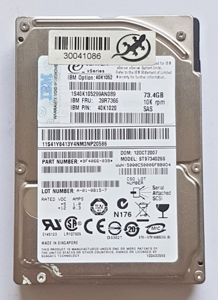 73.4GB SAS IBM xSeries 40K1052 / ST973402SS 10K RPM 16MB HDD 2.5" Hard Drive