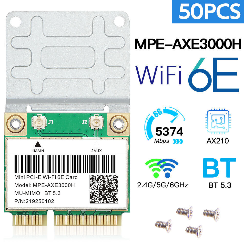 50PCS AX3000 mini PCI-E WiFi 6E Card Bluetooth 5.3 Wireless Network PCIe Adapter