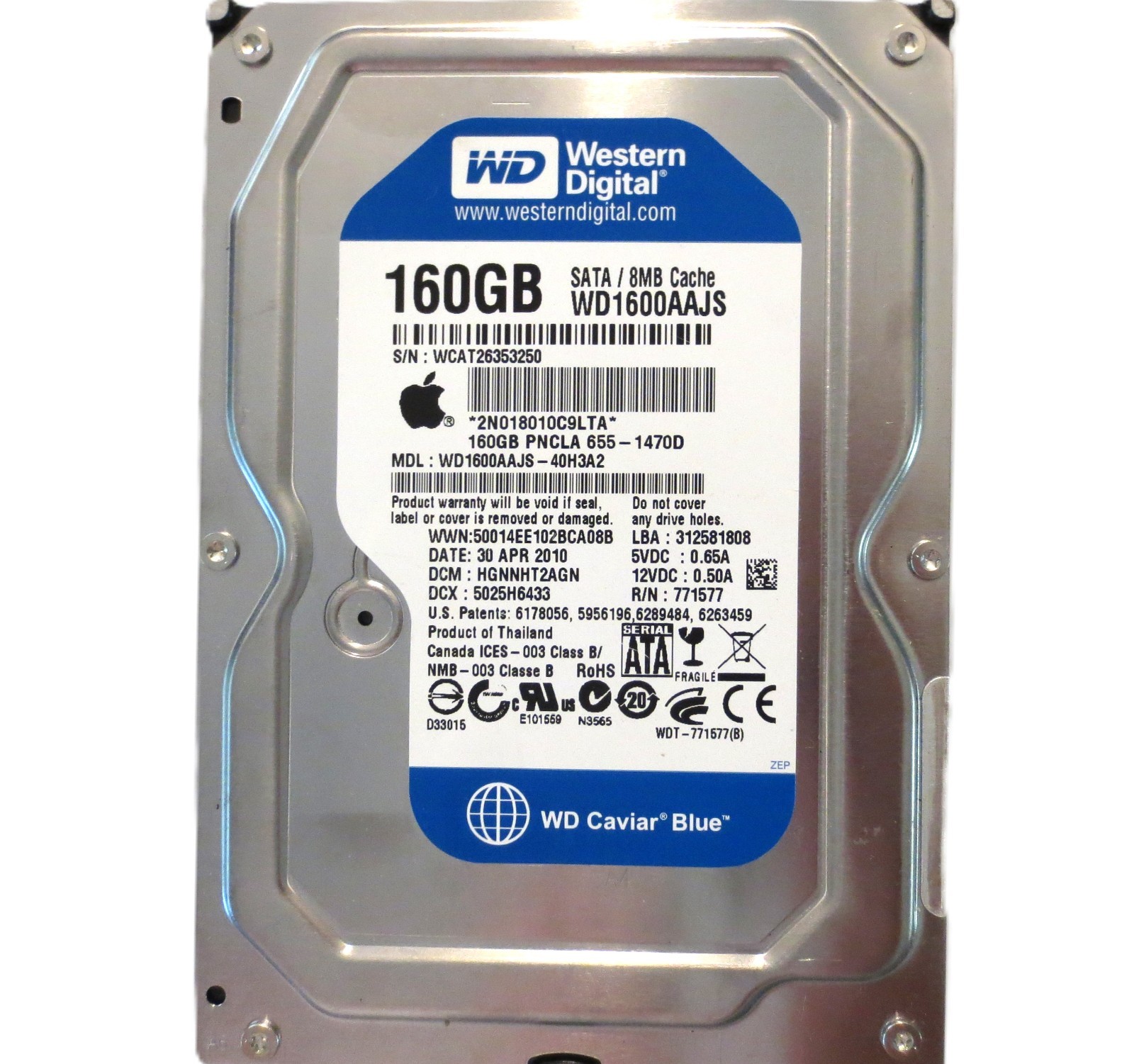 Western Digital WD1600AAJS-40H3A2 7200rpm 8MB 3Gb/s Sata II 3.5" 160gb Sata HDD
