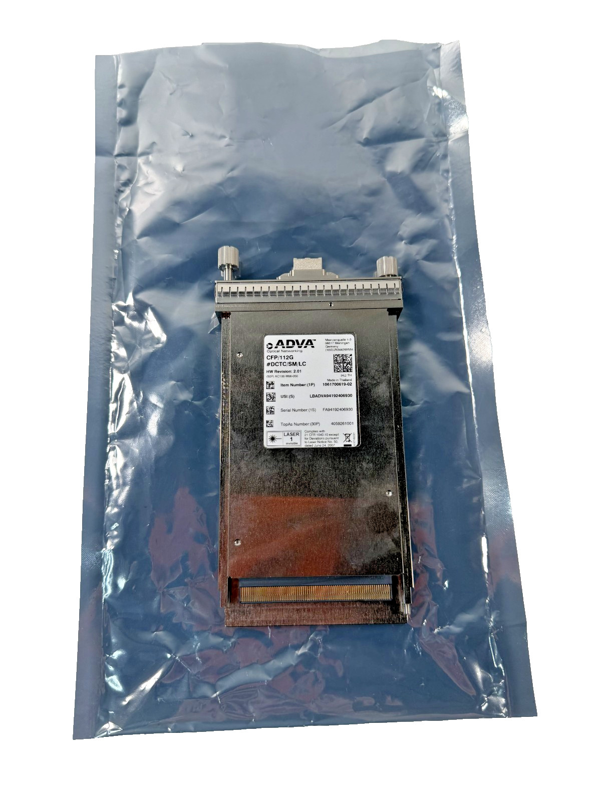 ADVA 1061700619-02 - CFP/112G/#DCTC/SM/LC, 112G C-Band Tunable DWDM Transceiver