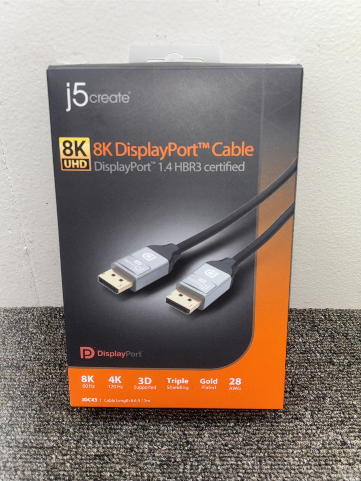 5 X j5create 8K DisplayPort™ 6.6ft Cable New (5) Factory Sealed 7335 119