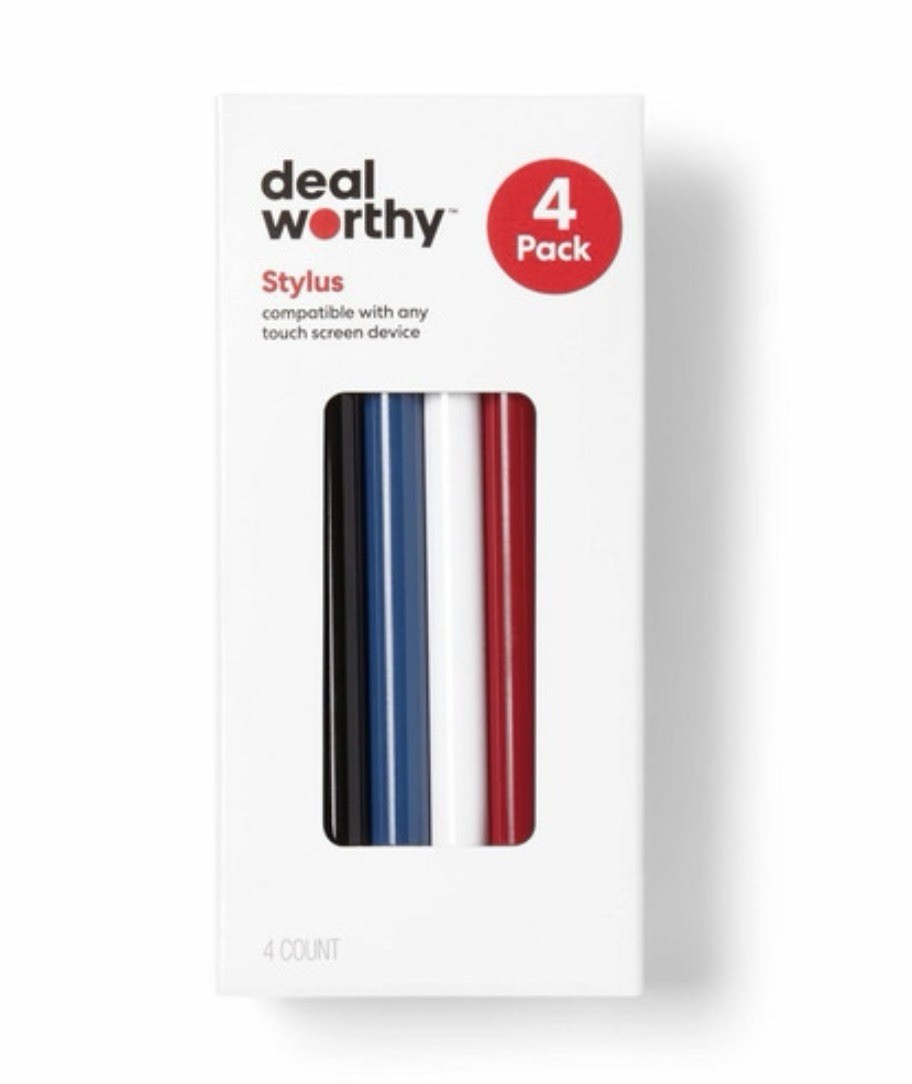 2 PACKS Deal Worthy Stylus Set - Black, Red, Blue, White ~ New in Box