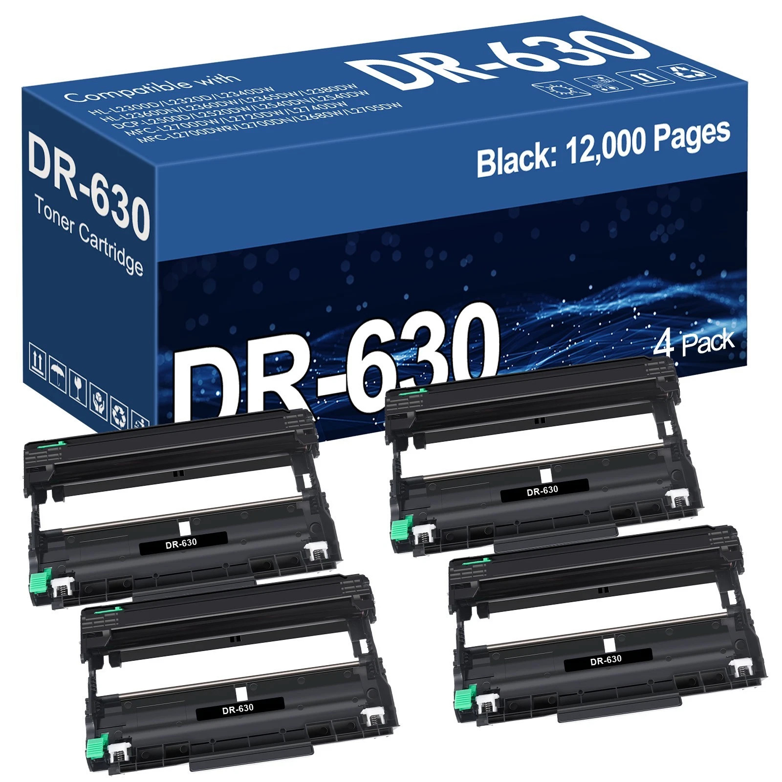 4PK DR630 Drum Unit For Brother DR-630 HL-L2320D HL-L2315DW HL-L2305W HL-L2380DW
