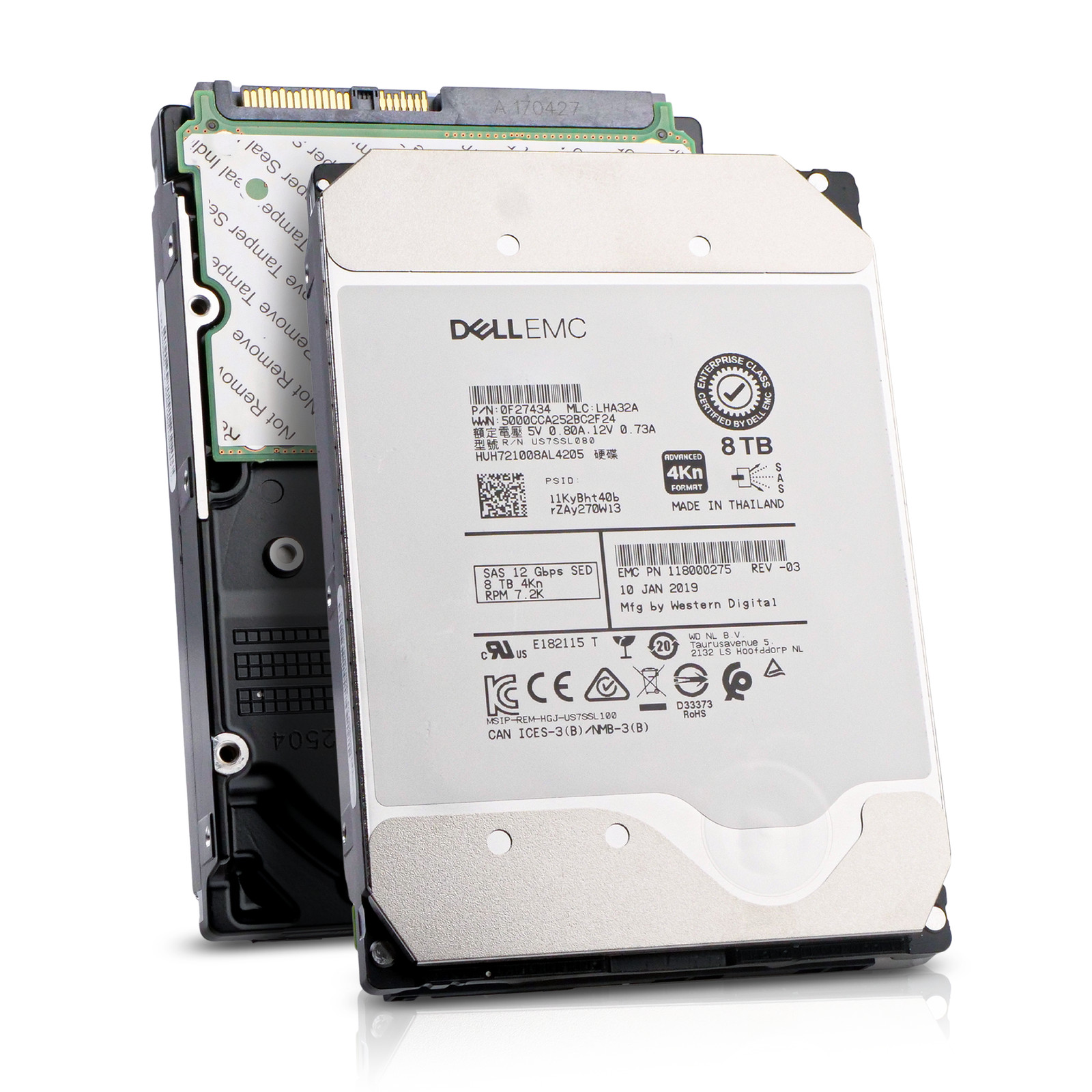 Dell/WD DC HC510 8TB HUH721008AL4205 0F27409 7.2K RPM SAS 12Gb/s 4Kn 3.5" HDD