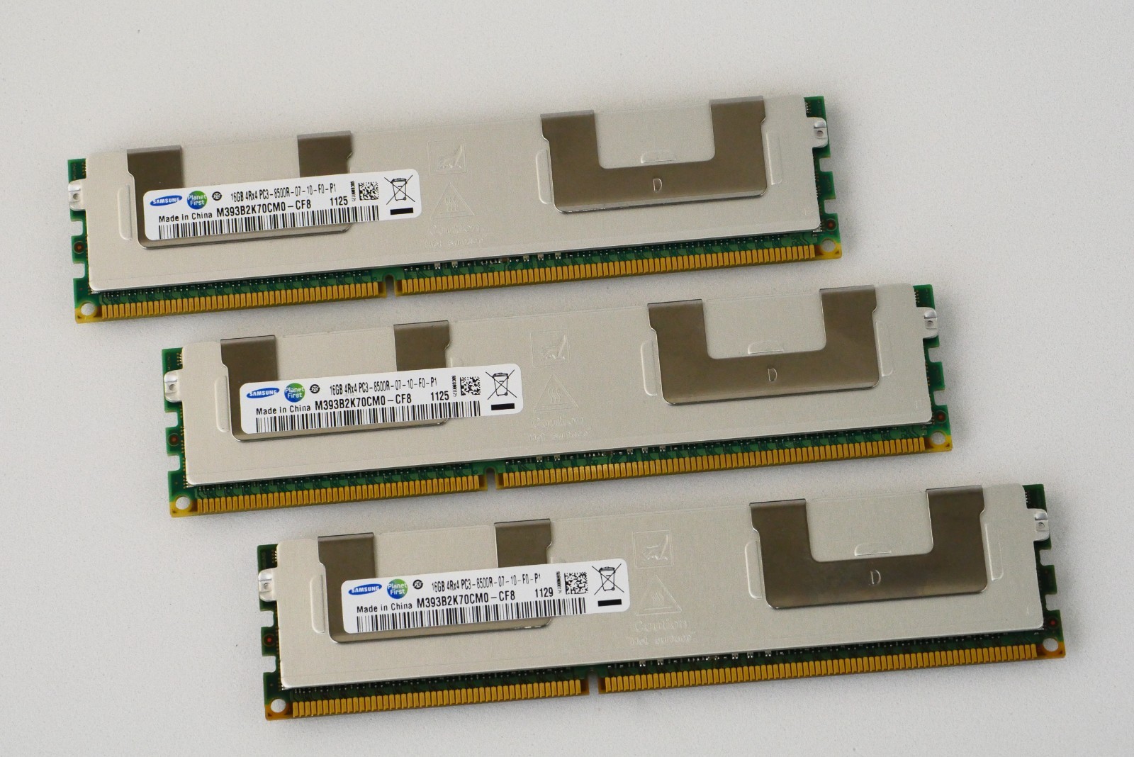 48GB(16x3) total. Lot of 3 Samsung 16GB 4Rx4 PC3-8500R Memory  M393B2K70CM0-CF8