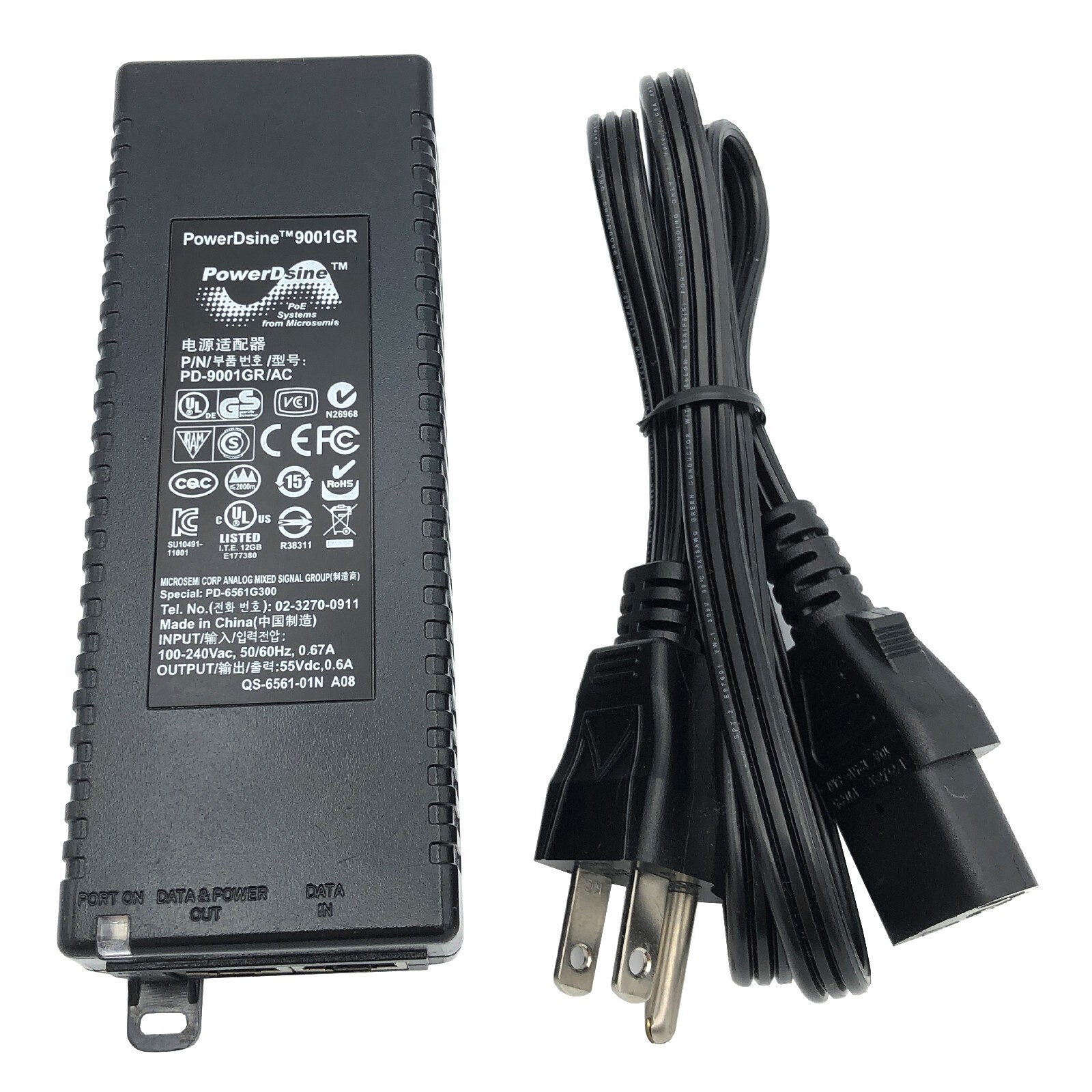 Genuine PowerDsine PD-9001GR/AC PoE injector 30W 55V 0.6A 1-Port Gigabit