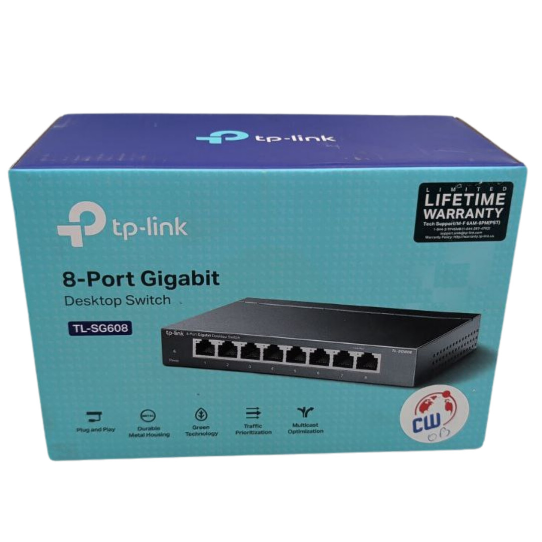 TP-Link TL-SG608 Black 8 Port Gigabit Portable Desktop Ethernet Switch 1000 Mbps