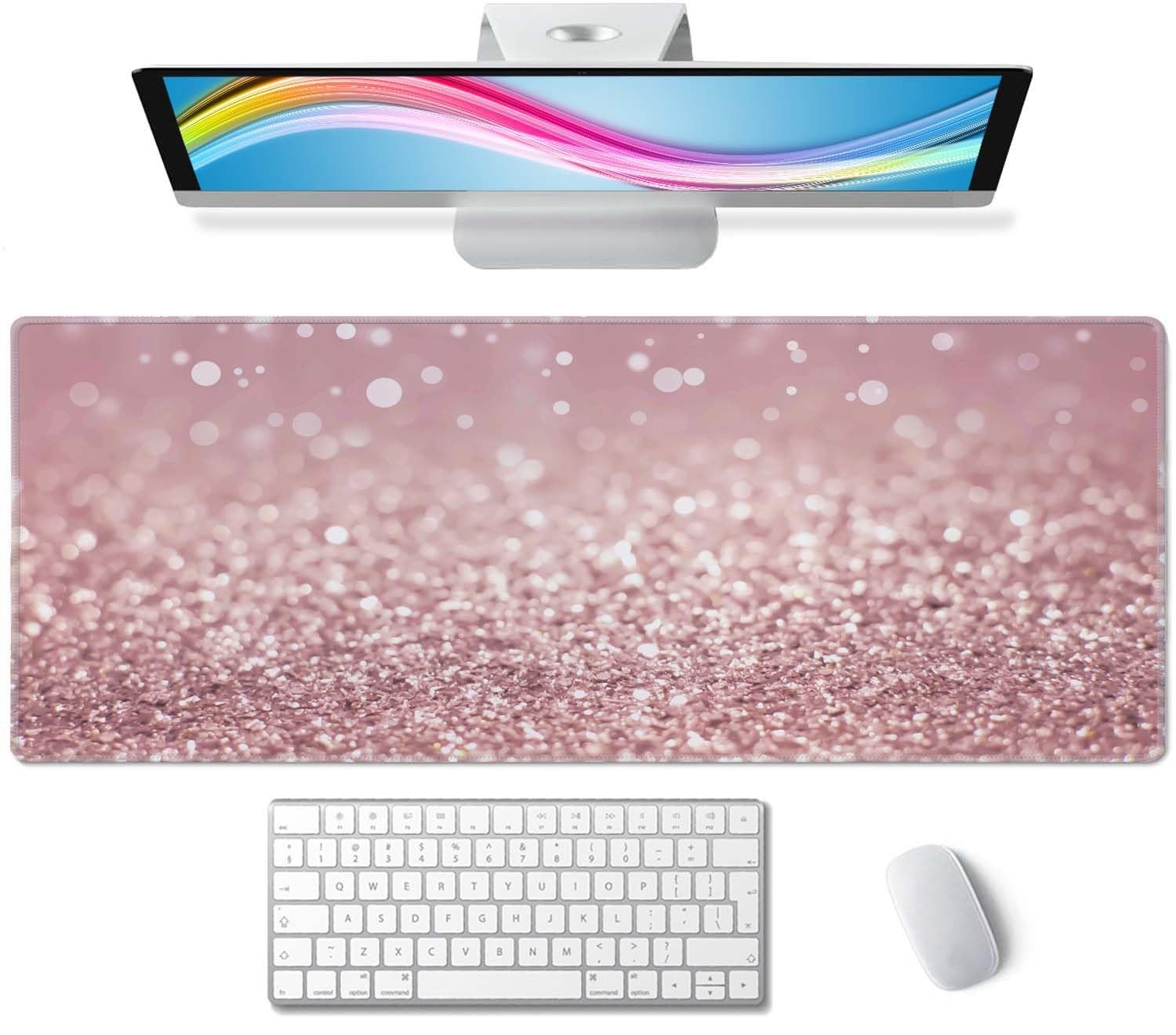 Gaming Mouse Pad Large, Keyboard Mouse Mat Desk Pad, Non-Slip Rubber Base wit...