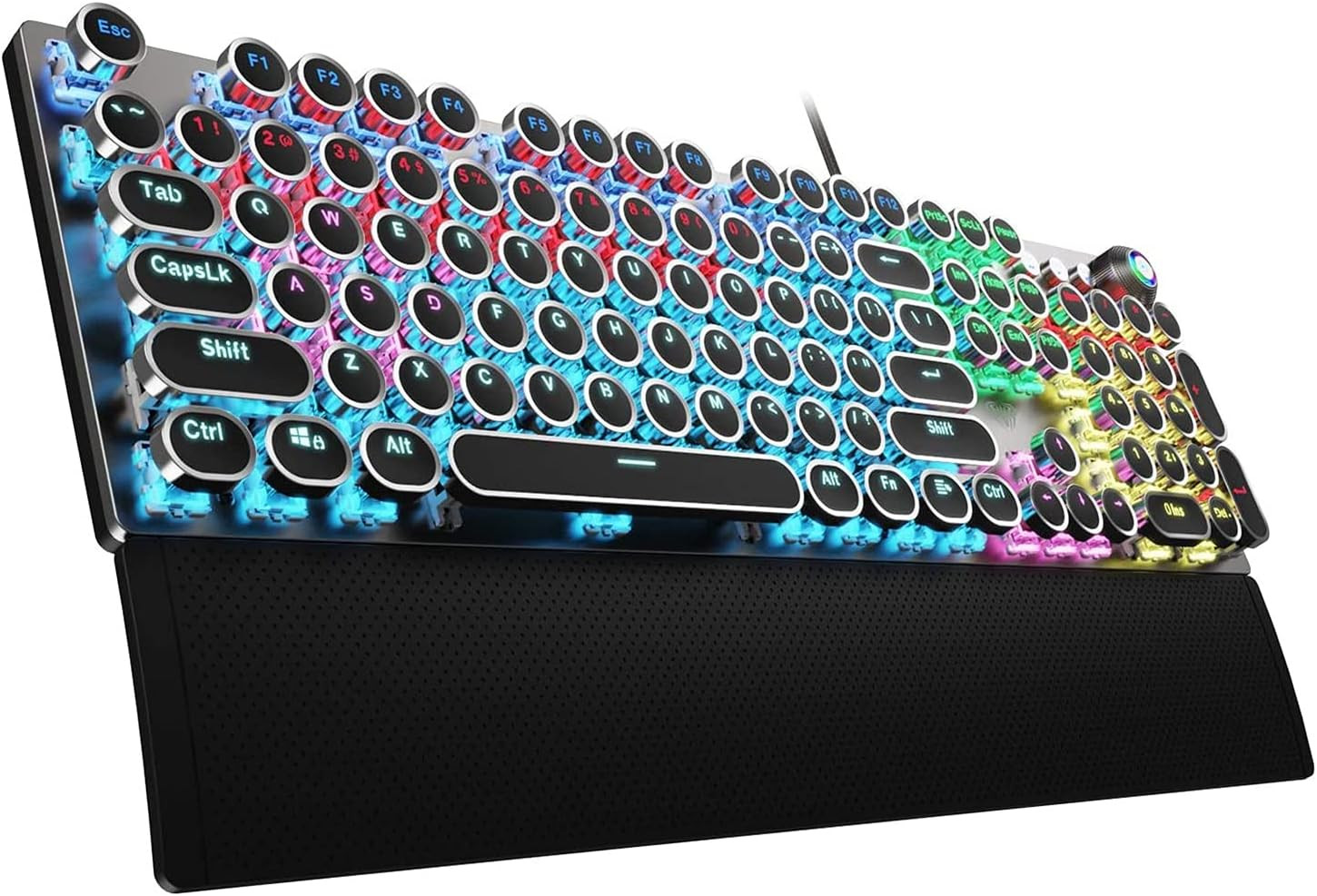 Retro Typewriter Mechanical Keyboard Blue Switch Backlit With Wrist Rest USB