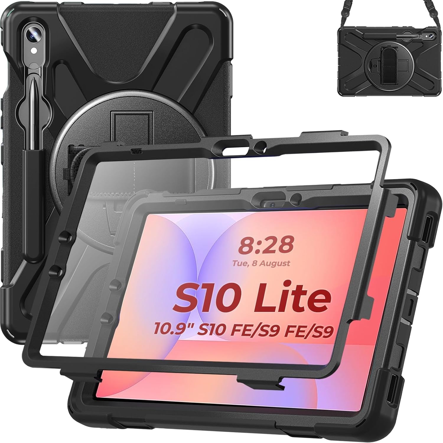 KAHITE Case for Galaxy Tab S10 Lite / S10 FE 5G, 360 Rotating Stand & Screen Pro