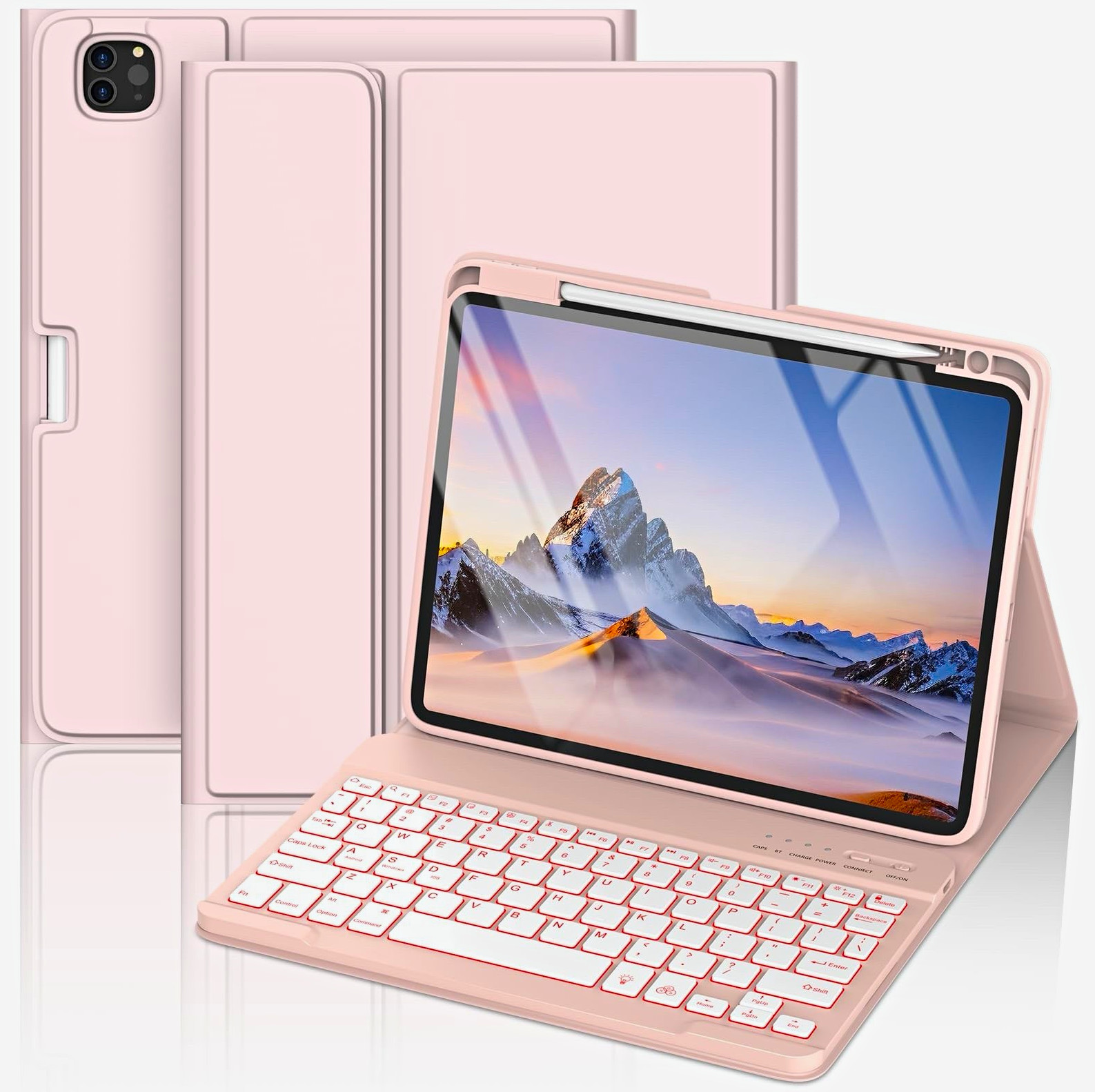 Wireless Magnetic Detachable Keyboard Folio Case for iPad Air/Pro 11" Pink