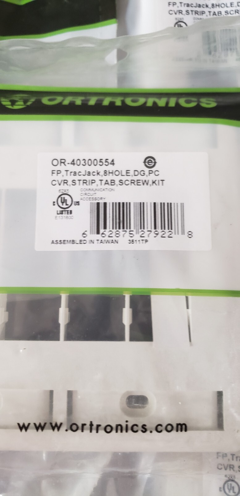 Lot of 5-Ortronics OR-40300554 TracJack® Faceplate, 8-Port, Dual Gang, Fog White