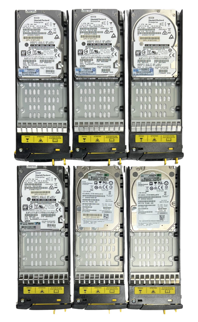 (LOT OF 6) HPE Mixed 1.2TB 2.5" 10K SAS HDD 787176-004 791436-003 787175-004