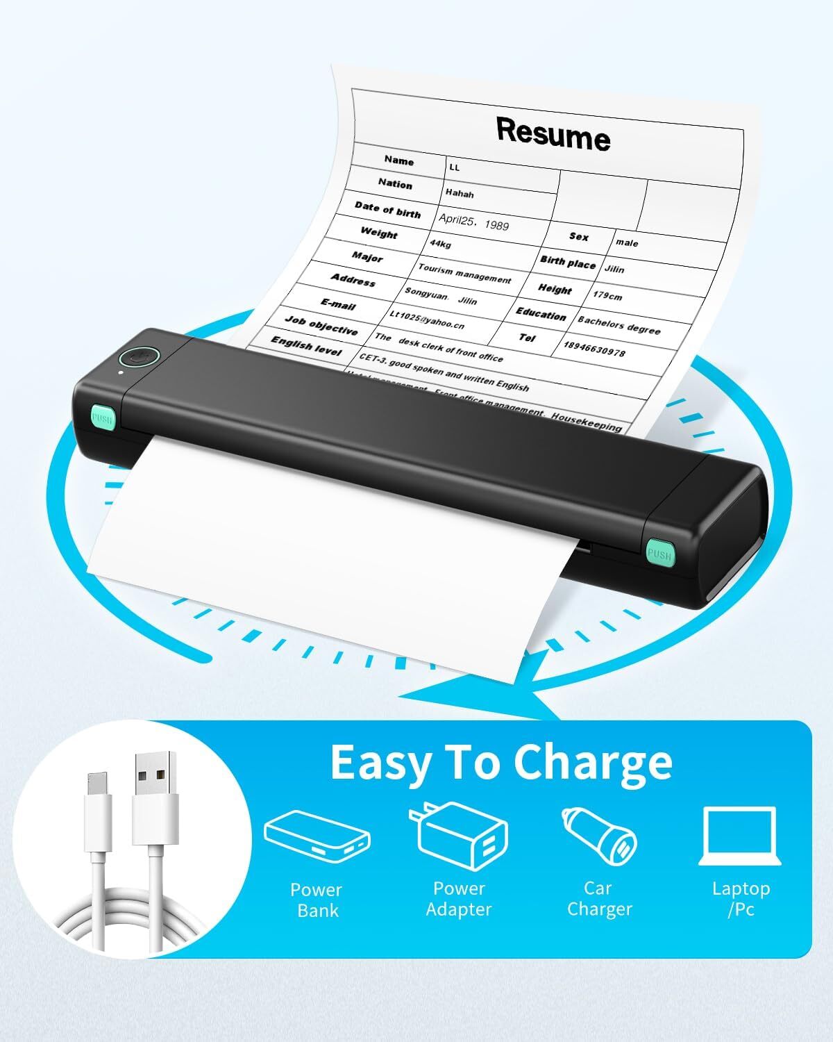 Phomemo M08F Wireless Bluetooth Printer Thermal Printer for 8.5" X 11" US Letter