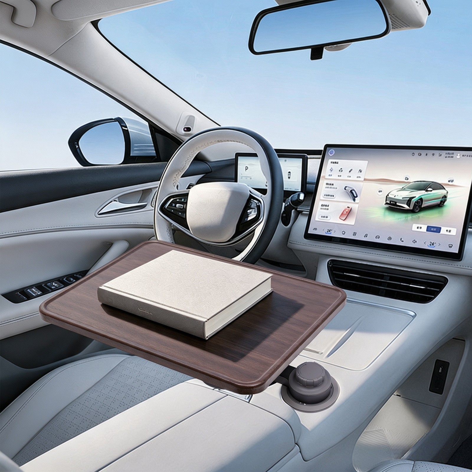 Cup Holder Mounted Car Tray Table 360° Rotatable Vehicle Food Laptop Car Desk
