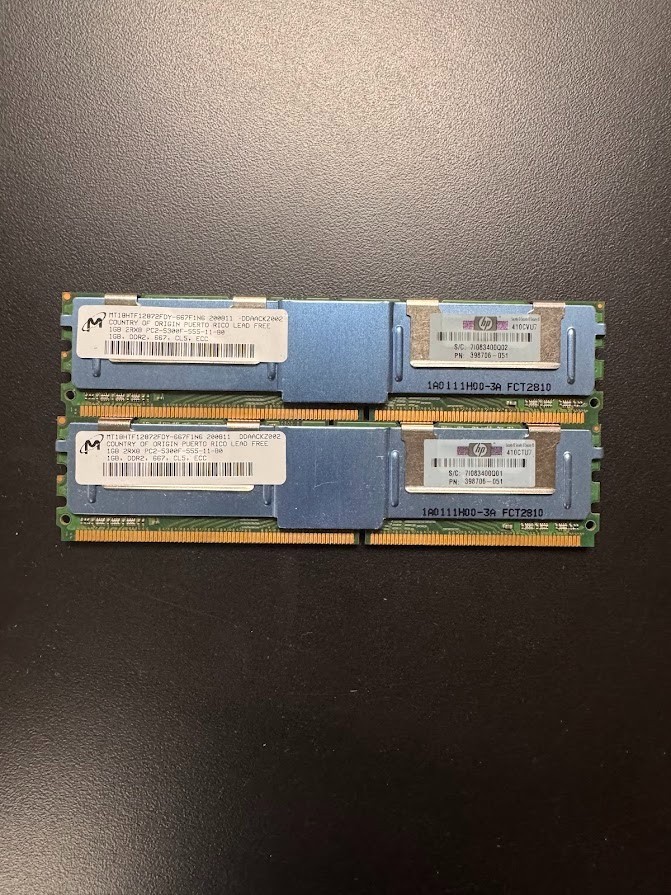 Micron 2GB (2x1GB) 2RX8 PC2-5300F-555-11-B0 Server Memory