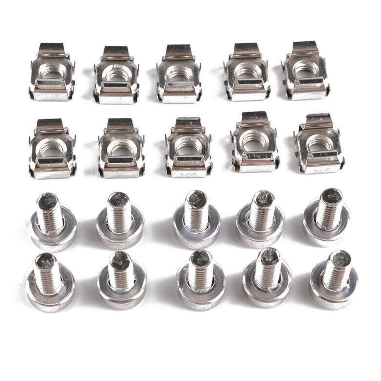 10Pcs Metal Nickel-Plated M5 Cage Nuts With Screws For Square Hole Racks Cabinet