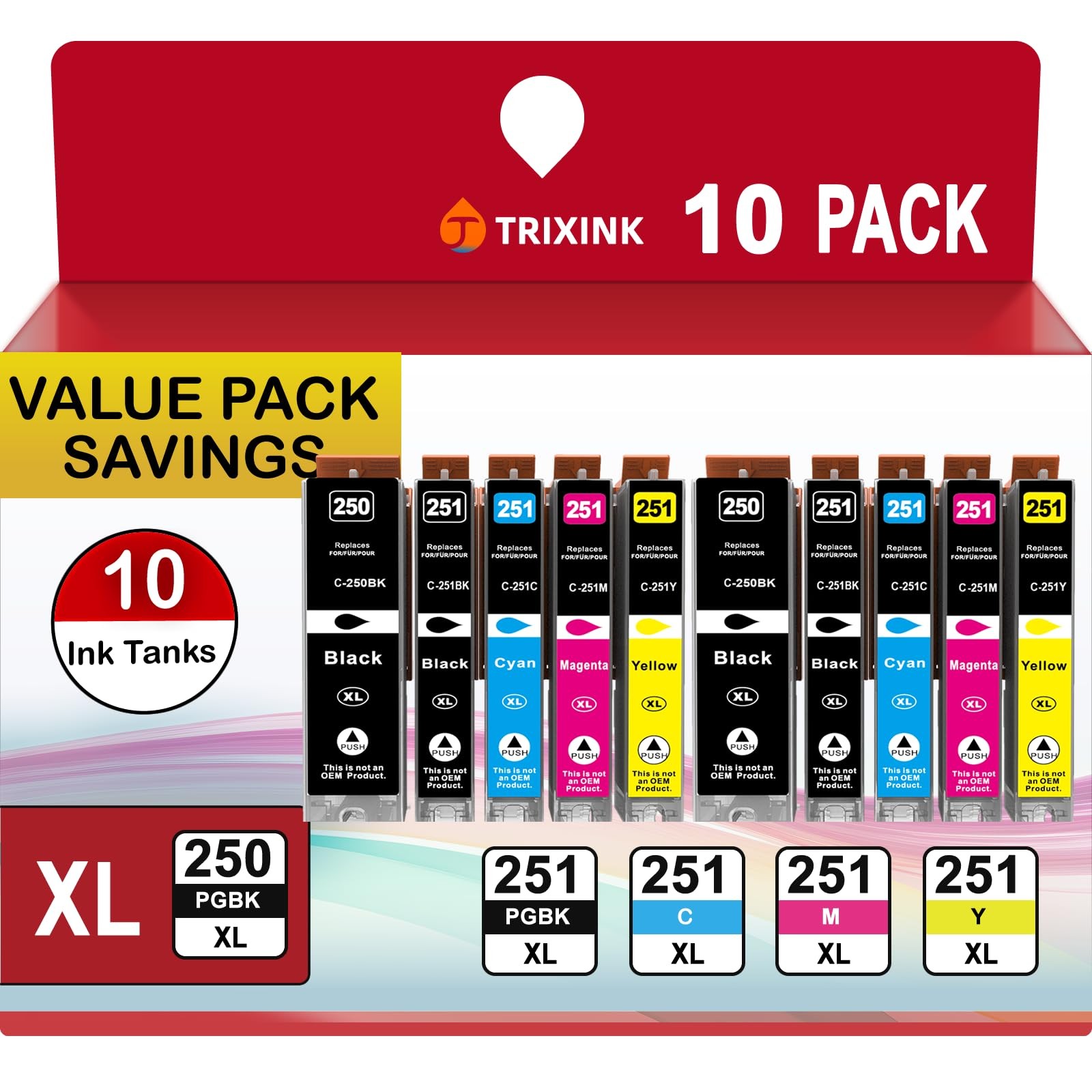 TRIXINK 250XL 251XL Ink Cartridges Compatible with Canon MX922, 10-Pack