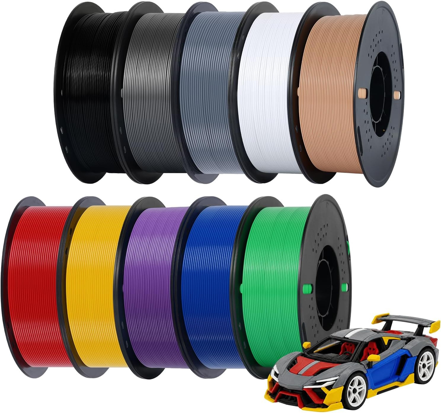 PETG 3D Printer Filament, 10 Rolls, Dimensional Accuracy +/- 0.03 Mm, 10Kg Spool