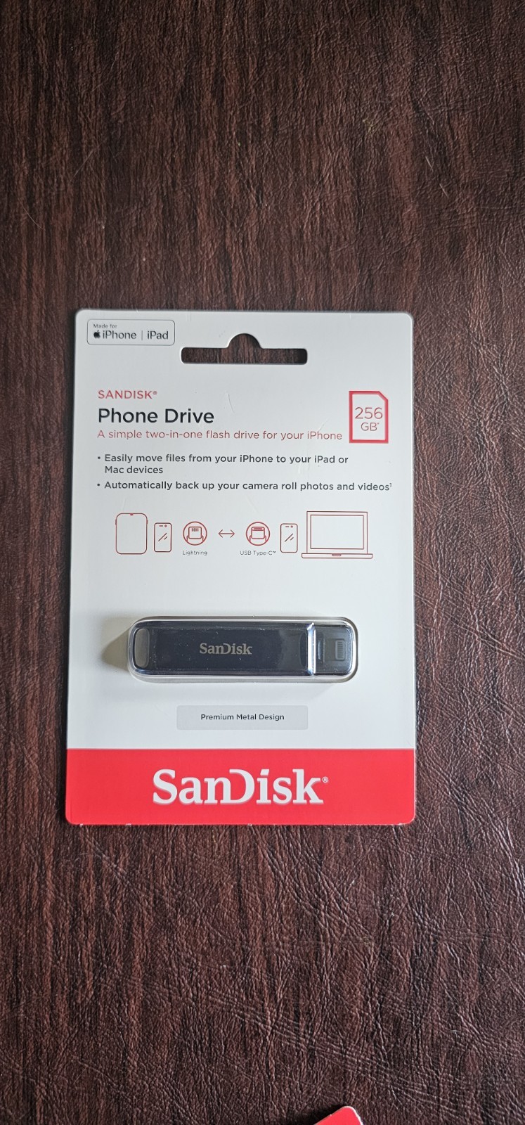 SanDisk 256GB Phone Drive for iPhone (Blue) USB-C & Lightning SDIXD0N-256G-AW6ME