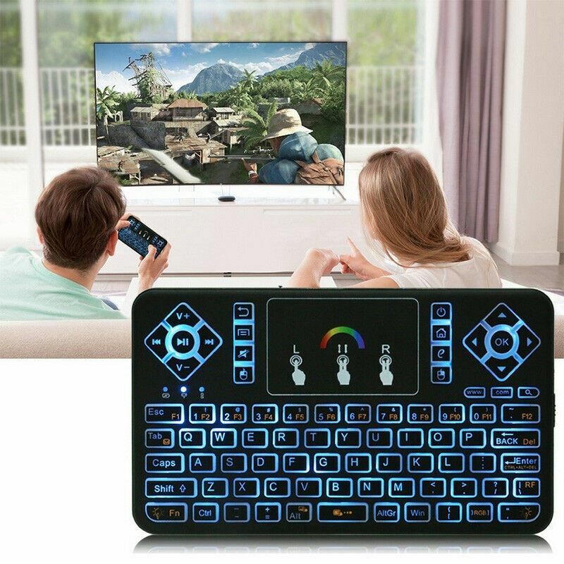 Q9 Mini 7 Color Backlit Handheld USB Wireless Keyboard+Touchpad Remote Control