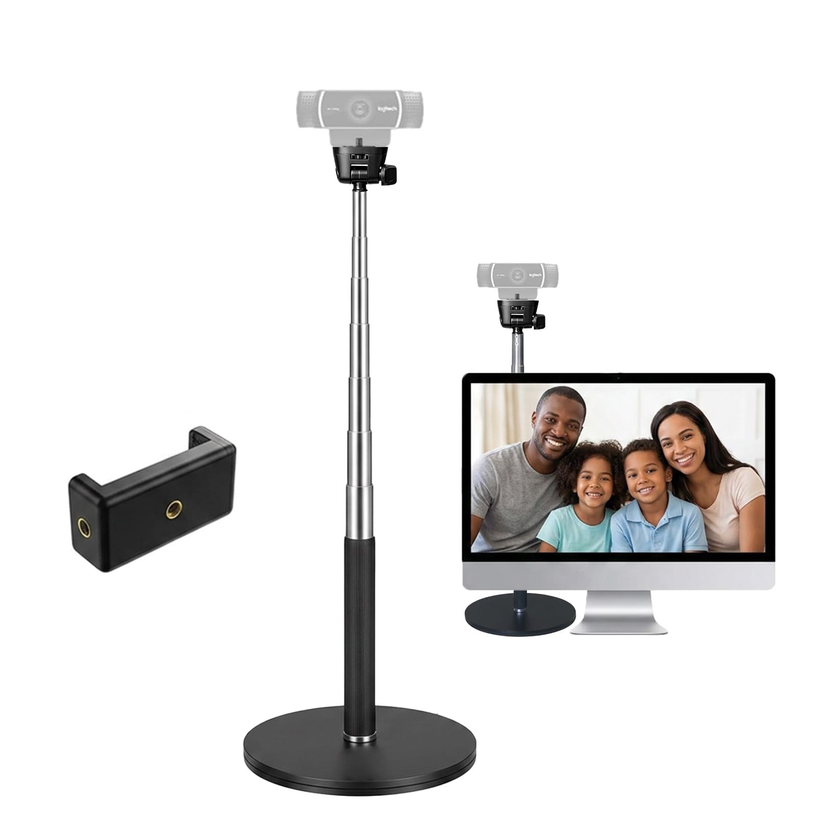 Webcam Stand for Desk, Telescopic Webcam Mount Camera Stand for Logitech Webc...