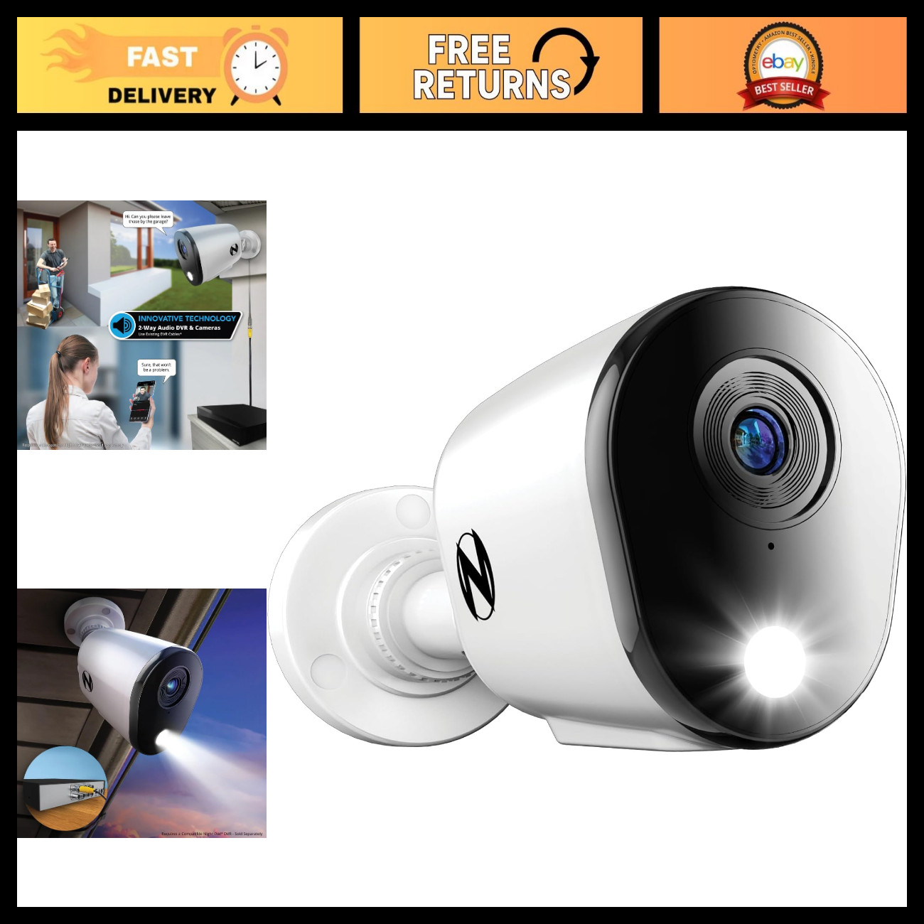 4K Wired Indoor/Outdoor Security Camera with 2-Way Audio - Add-On Unit - White