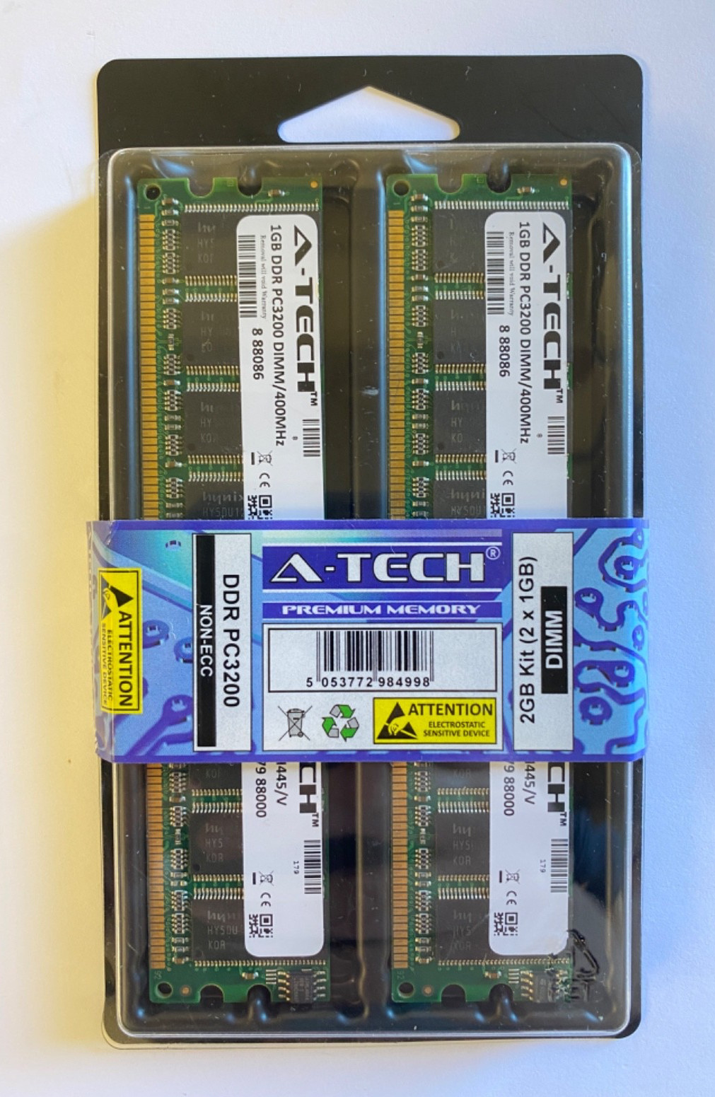 A-Tech 1GB x2 DDR RAM PC3200 400 MHz Desktop DDR1 DIMM Memory *NEW SEALED