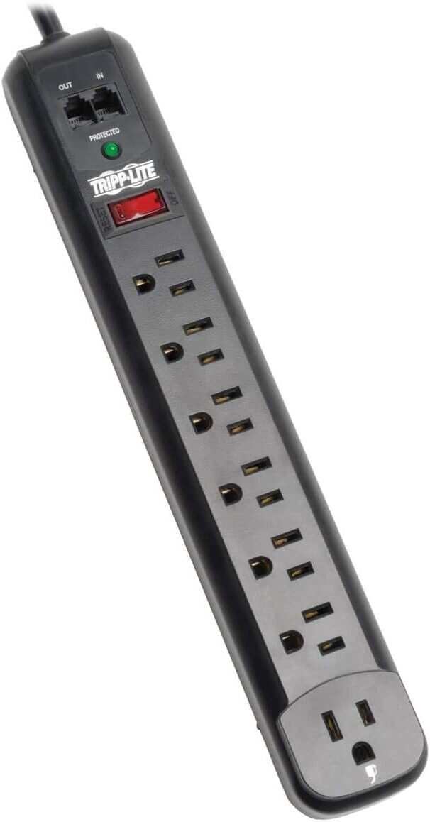 Tripp Lite TLP76RBTEL 7-Outlet Surge Protector Power Strip 6ft Cord 1080J RJ11