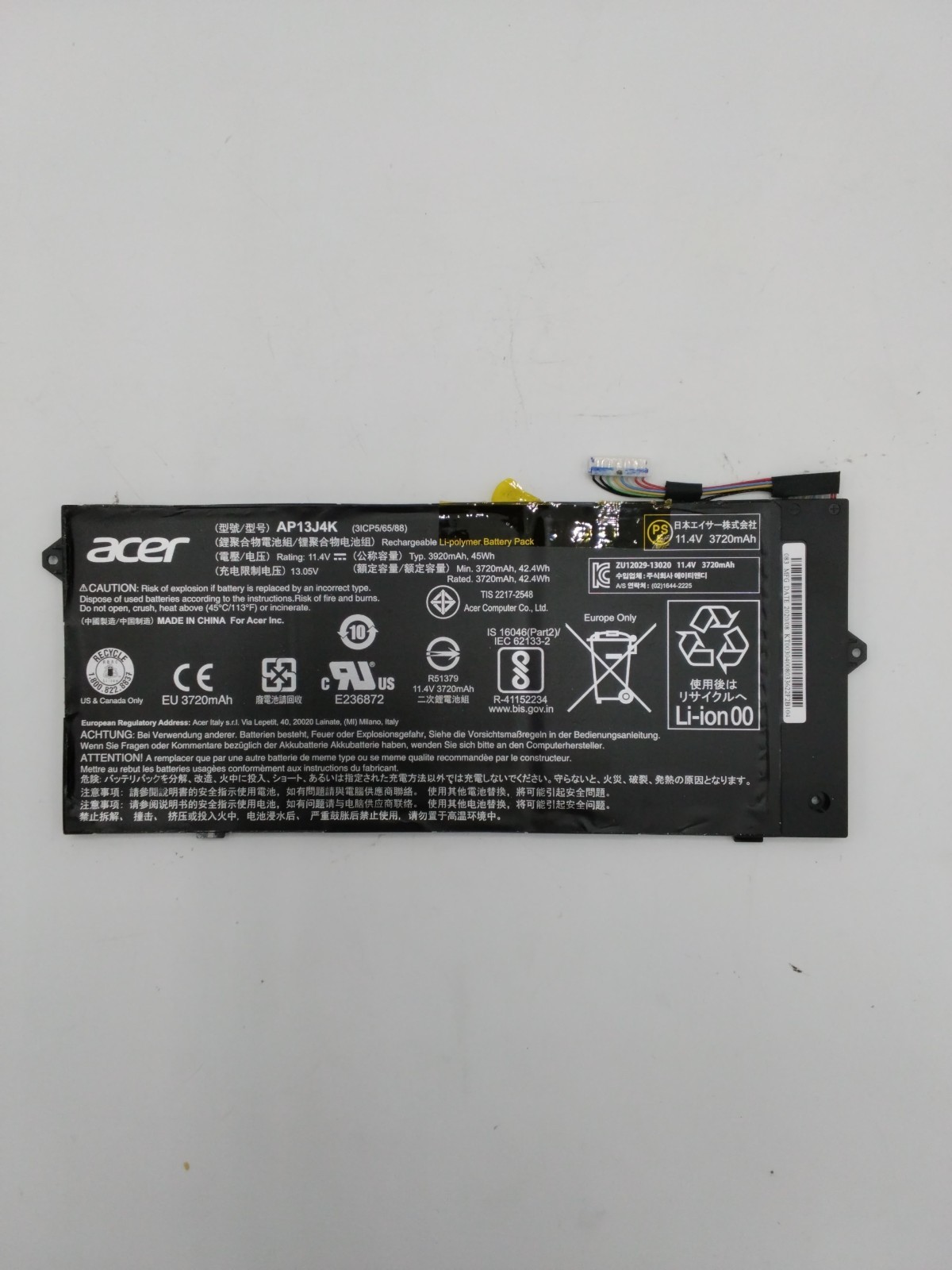 KT.00304.001 AP13J4K OEM ACER BATTERY 11.4V BW61126C