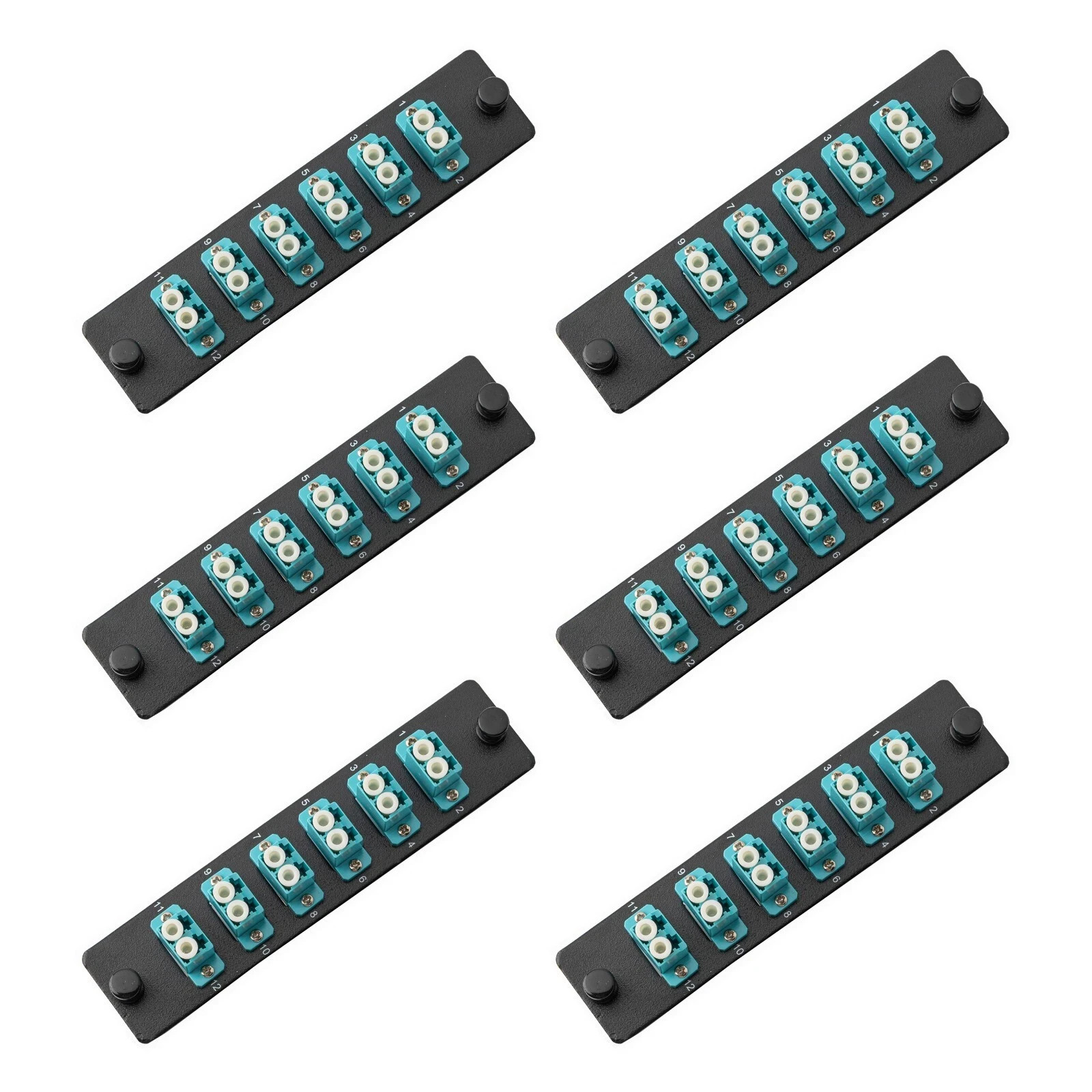 6-Pack 12-Port LGX Fiber Patch Panel with Numbered Ports + Preloaded LC Adapters