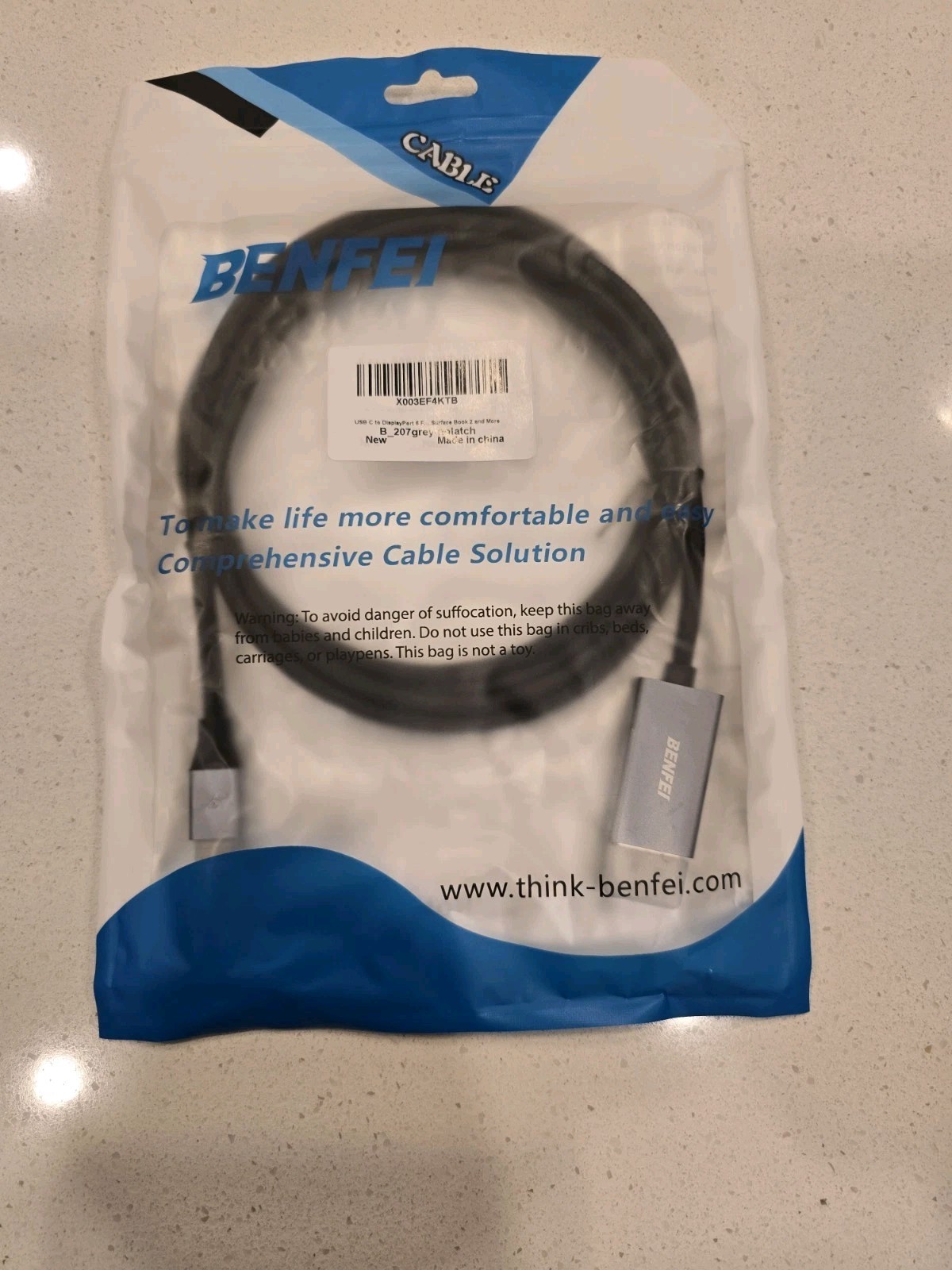 BENFEI USB-C to DisplayPort 6 Feet Cable (4K@60Hz 2K@144Hz) / Thunderbolt 3 & 4