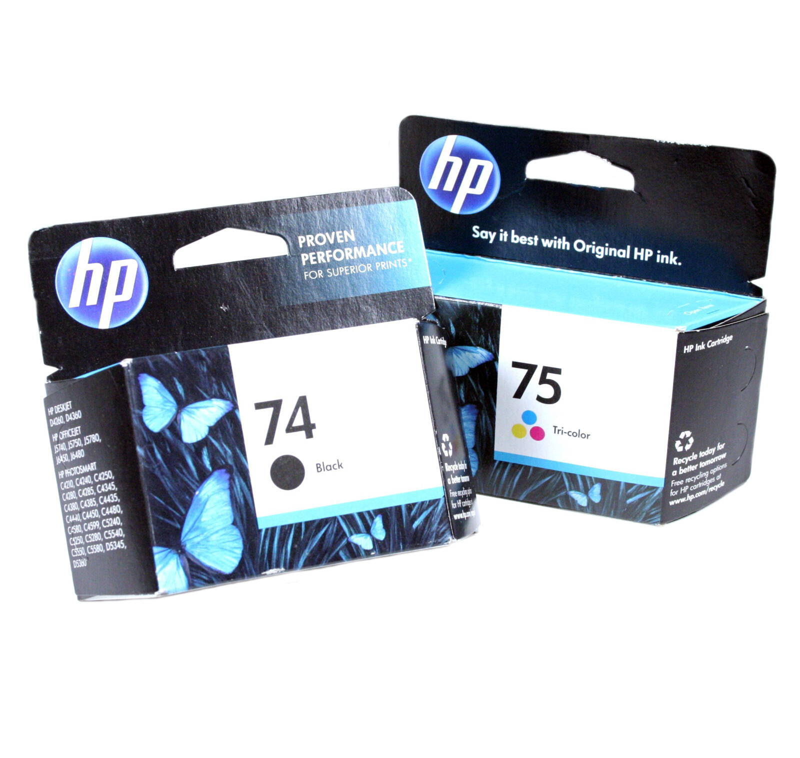 2PK Genuine HP 74 HP 75 Ink for Deskjet D4360 Officejet J5780 J6480 EXP DATE