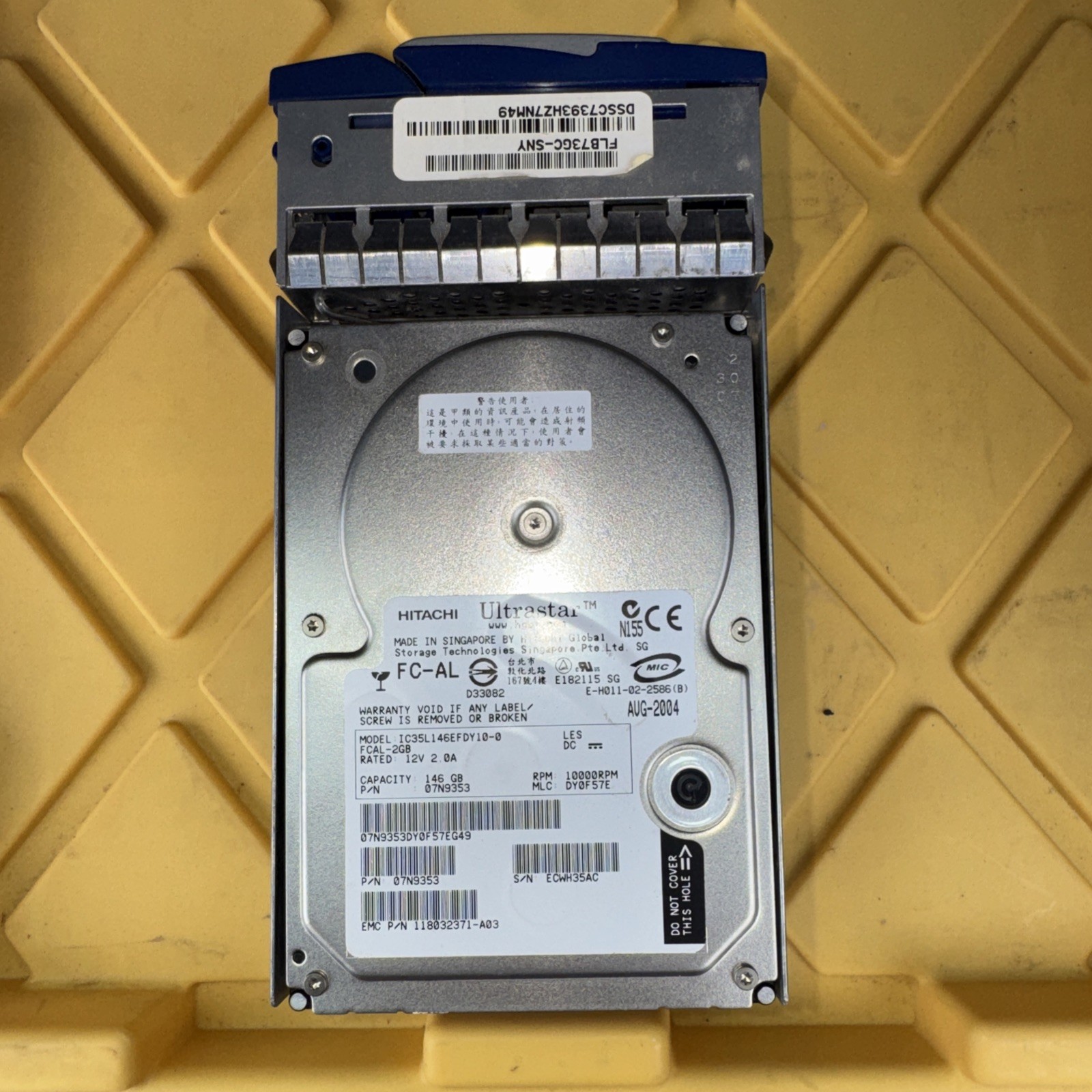 IBM Hitachi ULTRASTAR 1C35L146F2DY10-0 146GB 10K RPM 07N9350 FIBRE DRIVE