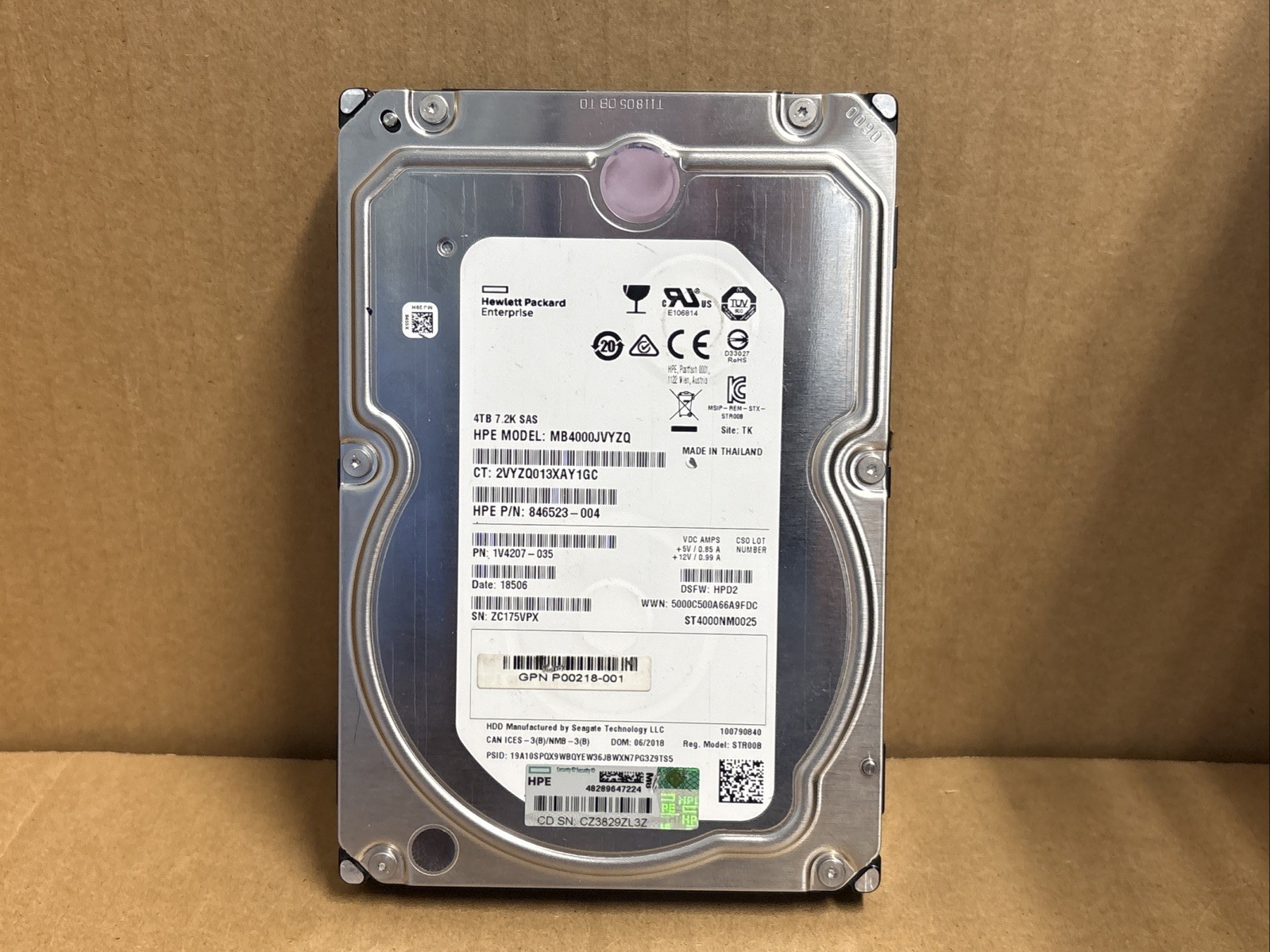 HPE MB4000JVYZQ Seagate ST4000NM0025 4TB 7.2K SAS 3.5" Enterprise HDD