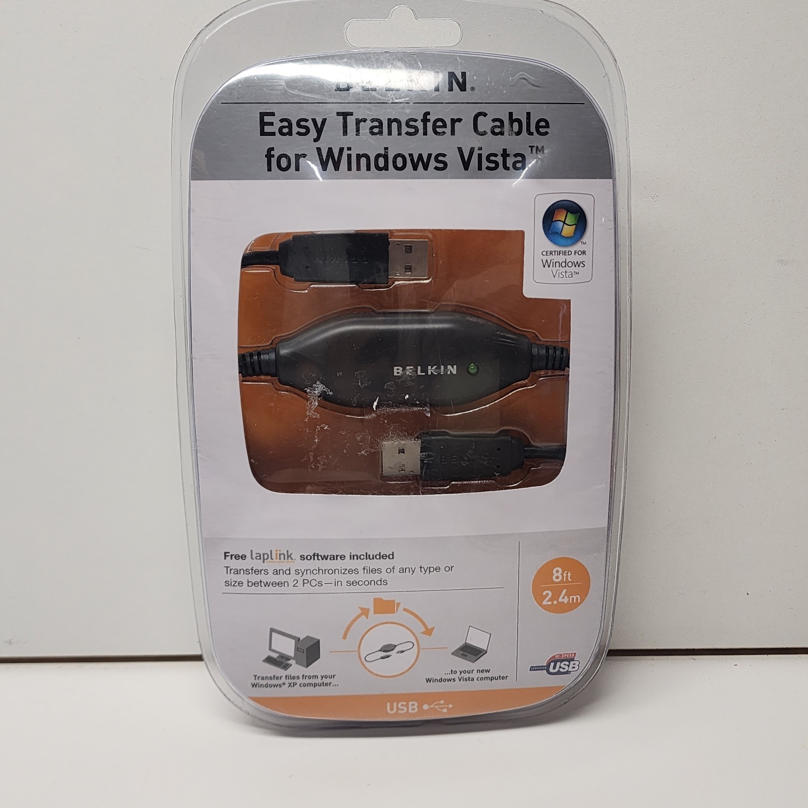 BELKIN Easy Transfer Cable Laptop PC Computer USB to USB SYNC Files NEW FACTORY