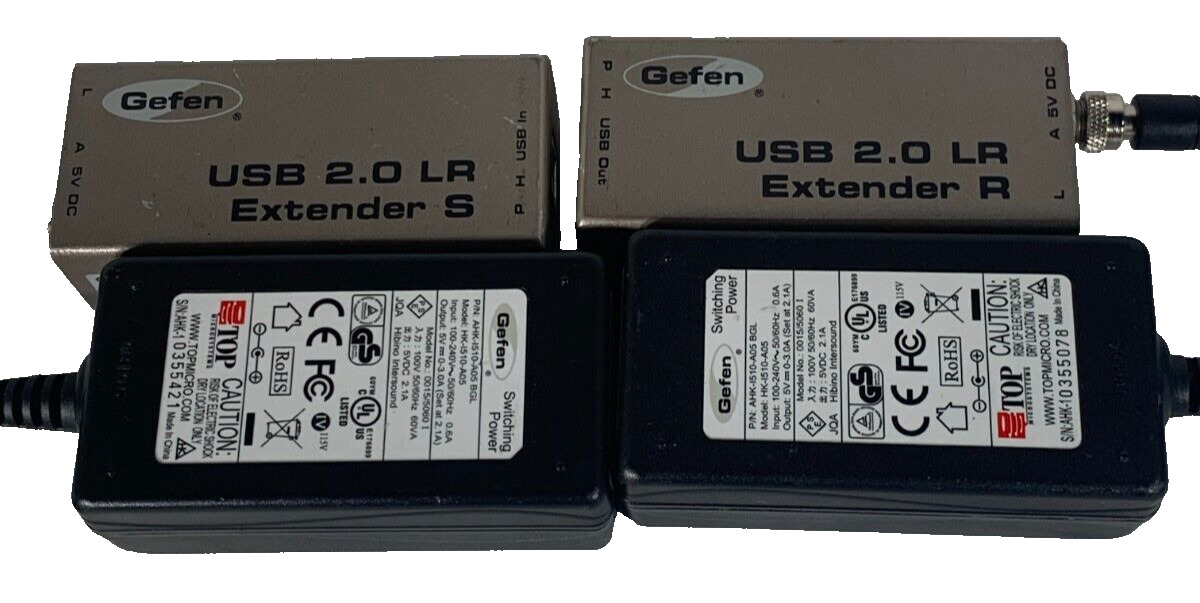 Gefen EXT-USB 2.0-LR USB 2.0 Extender R & S Over CAT5 with 2x Power Adapter 9382