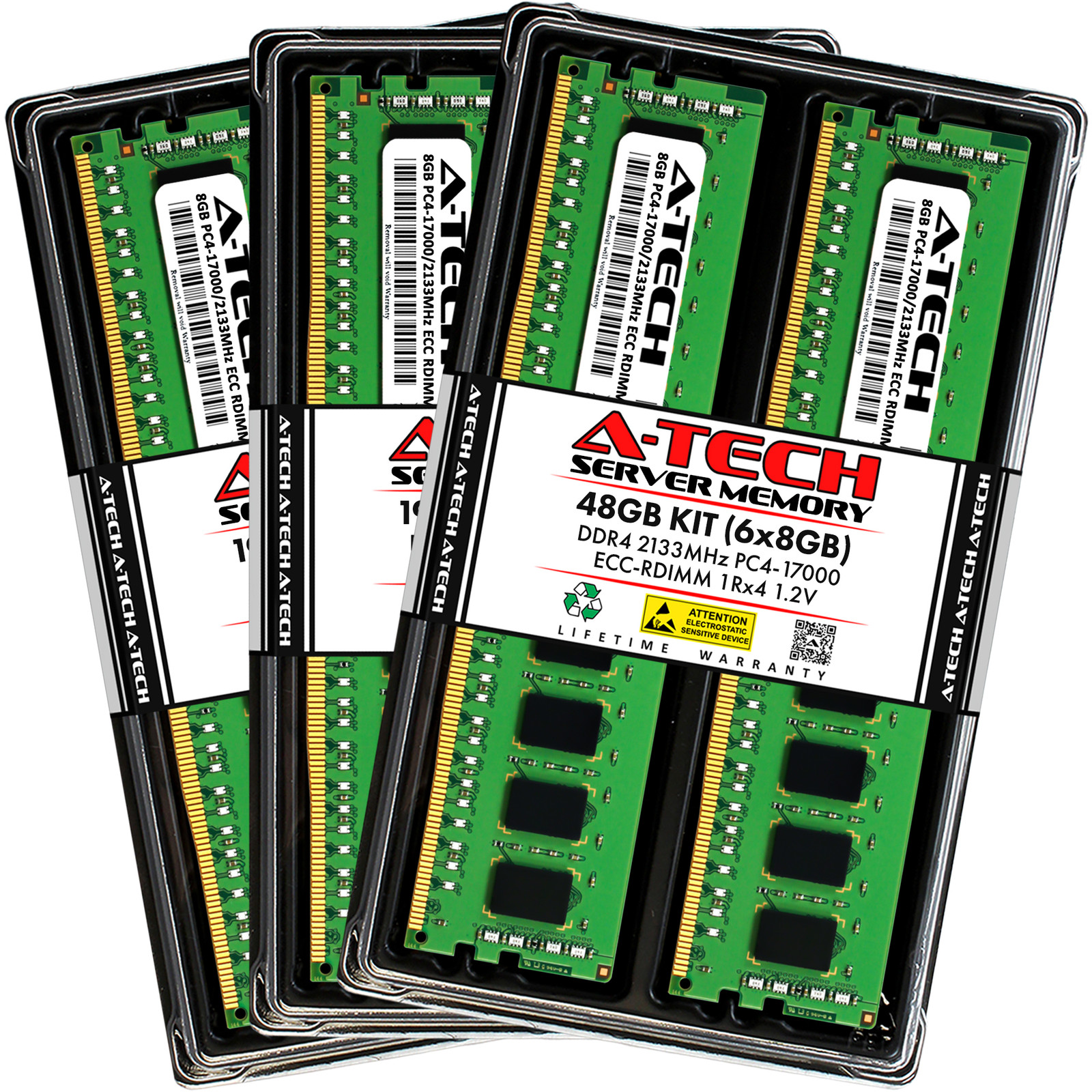 A-Tech 48GB 6x 8GB 1Rx4 PC4-17000R DDR4 2133 MHz ECC REG RDIMM Server Memory RAM