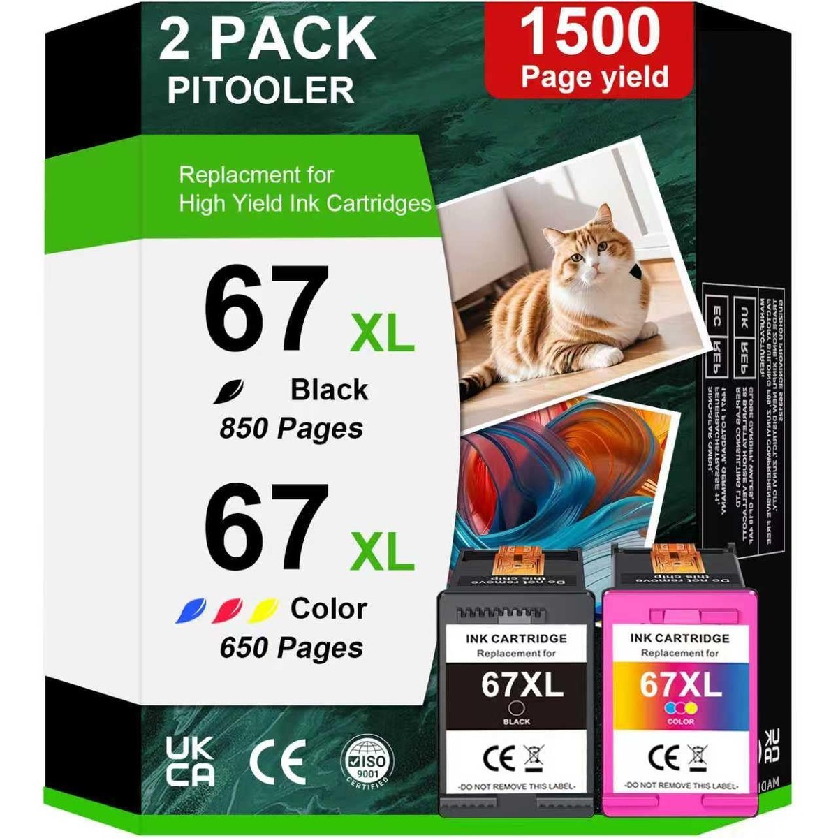 VINKVINK Ink Cartridges Combo Pack Replacement HP Ink 67 67 XL Ink Cartridge HP