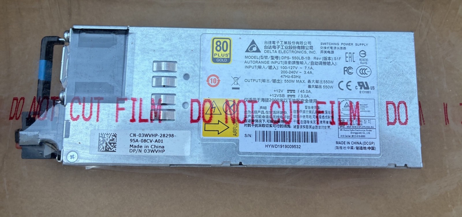NEW Dell Powerswitch 550W Reverse Flow Power Supply DPS-550LB-1B 3WVHP