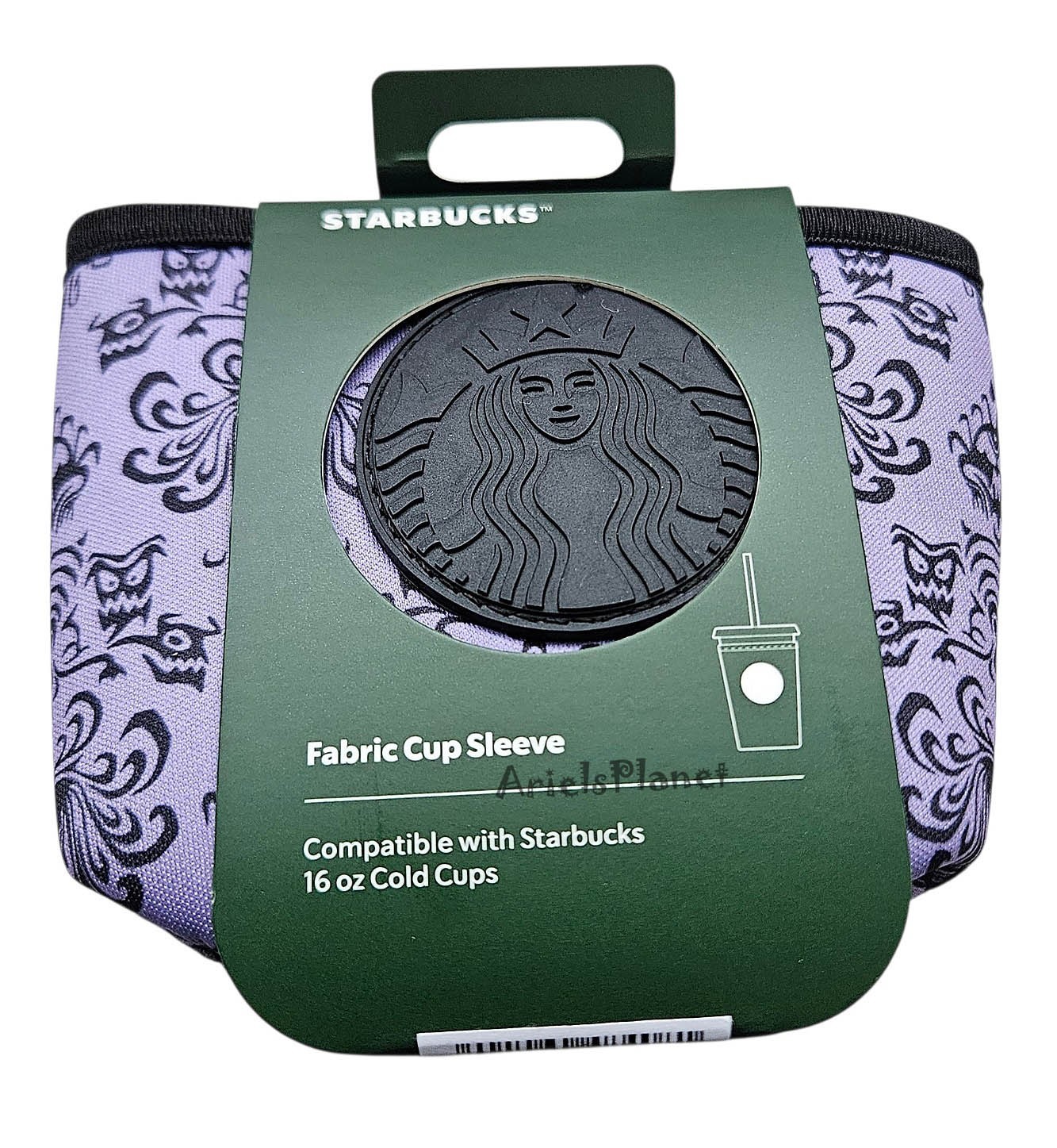 2026 Disney Parks Starbucks Haunted Mansion Wallpaper Fabric Cup Sleeve 16oz
