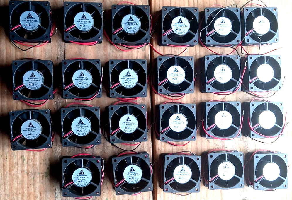 Delta DC brushless fan DFB0612l dc12v 0.09a, 2-wire, 60x25mm(Qty 23)