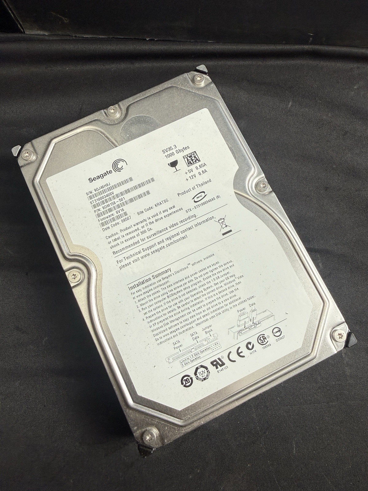 Seagate SV35.3 ST31000340SV 1TB 3.5" SATA Hard Drive 9DM158-501