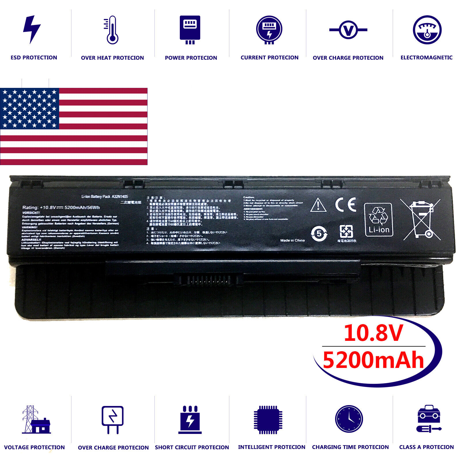 Battery for ASUS N751JK-T4151H N551VW-CN089T Q500 R400 N46VZ N551V N771 N55