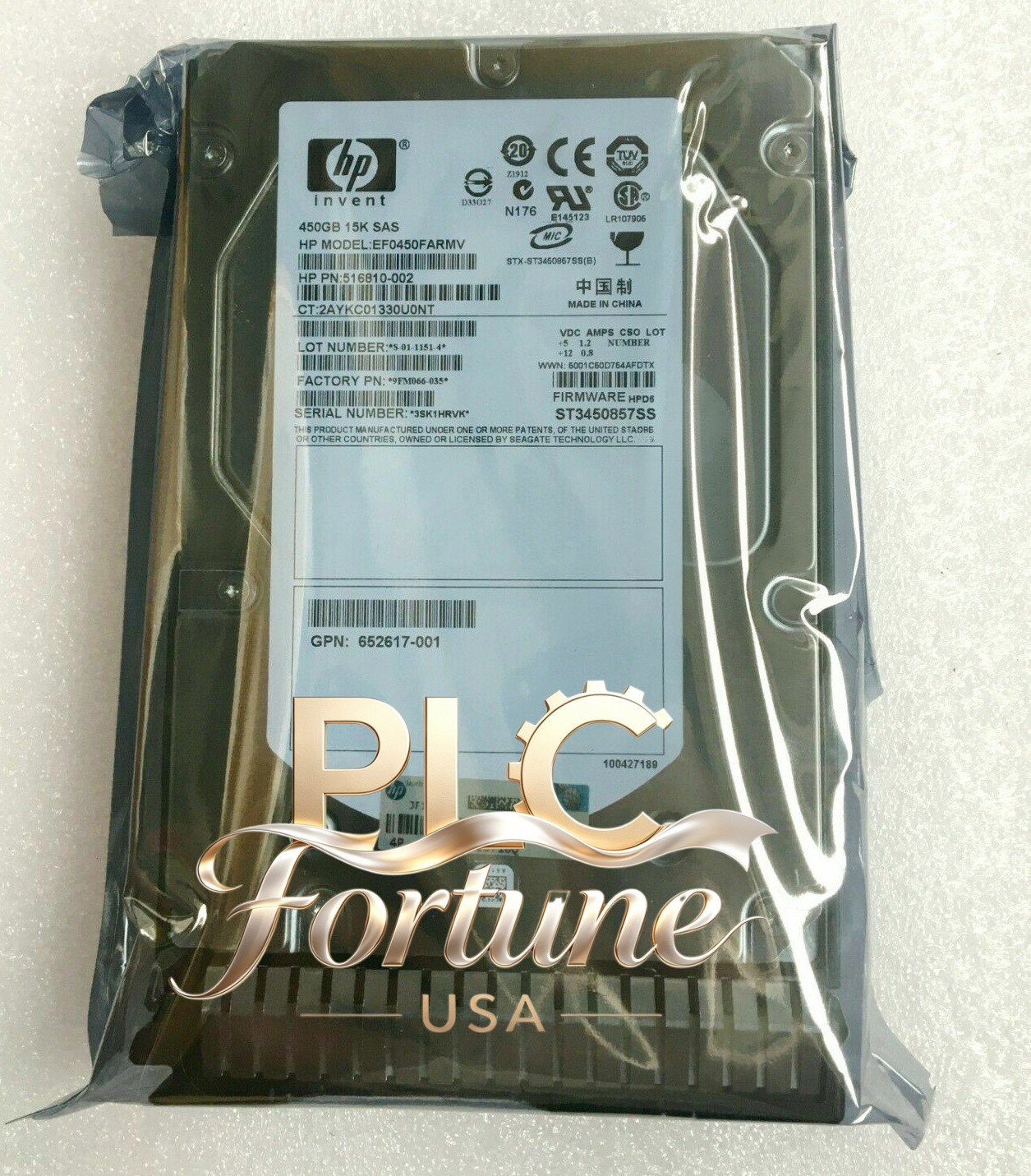 New HPE 653951-001 450GB 3.5" LFF SAS 15K G8 G9 HDD 533871-002 652615-B21